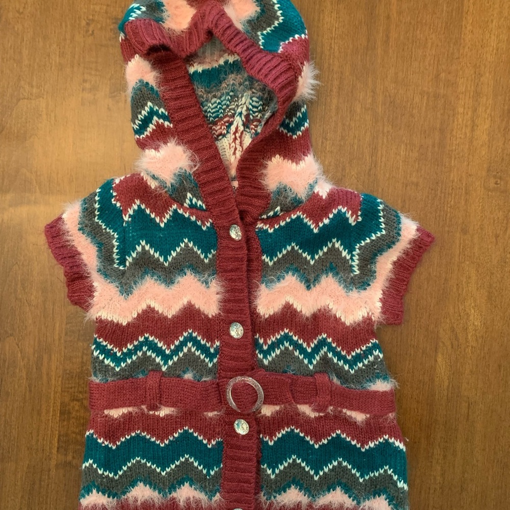 Toddler Girls Chevron Hoodie Cardigan - Picture 2 of 5